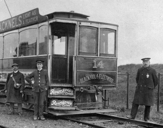 Blackpool and Fleetwood Tramroad tram No 14 and crew 1913
